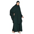 Premium Two Piece Jilbab combo in Firdaus Fabric-Bottle Green Premium Two Piece Jilbab combo in Firdaus Fabric-Bottle Green